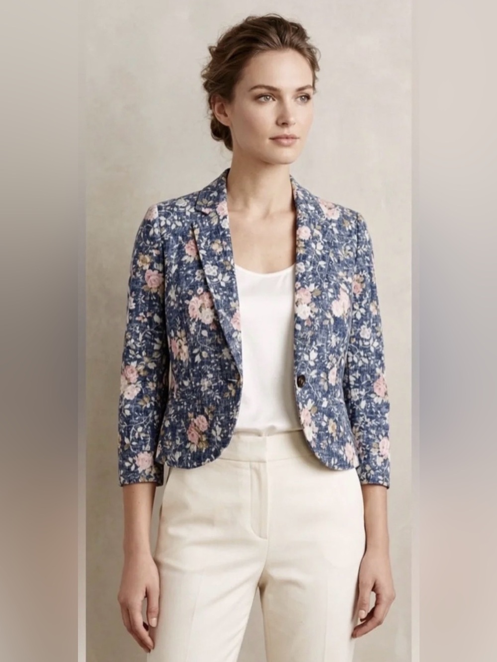 Daughters Of The Liberation Floral  Linen Blazer Jacket Feminine Touch Size 10